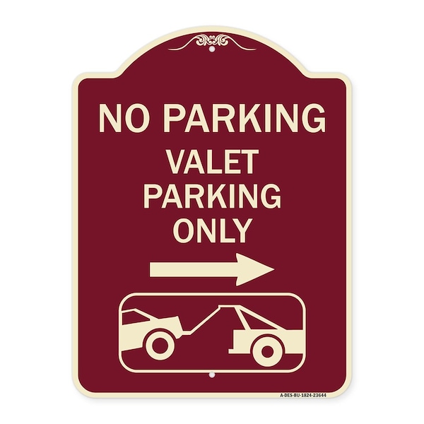 Signmission No Parking Valet Parking Only Heavy-Gauge Aluminum Architectural Sign, 24" x 18", BU-1824-23644 A-DES-BU-1824-23644 - main